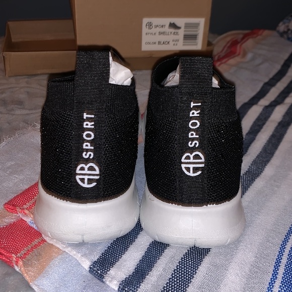 NWT AB Sport Black Jeweled Slip On Sneakers - Picture 3 of 8